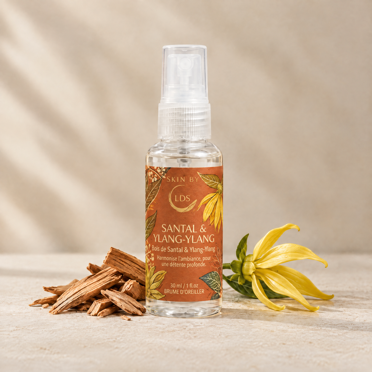 Brume d'oreiller Souffle d'Orient bois de santal et ylang-ylang 30 ml, Skin by L.D.S